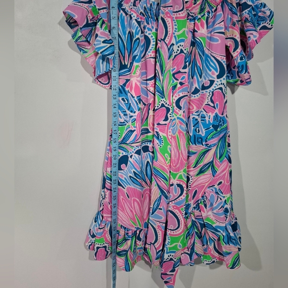Lilly Pulitzer Laurana Maddlyn Off-The-Shoulder Stretch Dress Sz S Flounce Pink - Picture 8 of 13